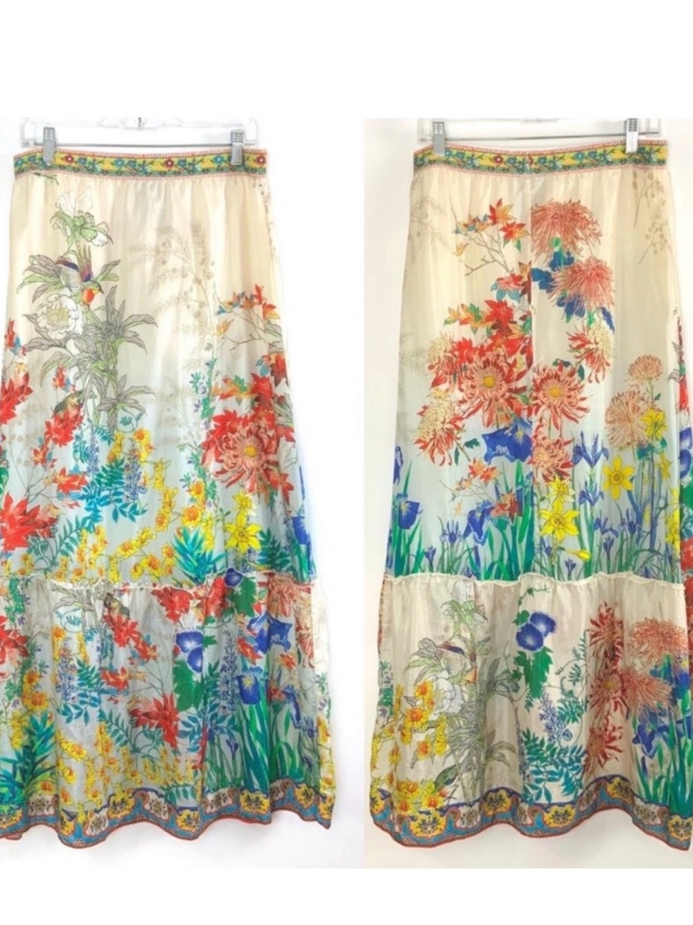 Johnny Was Cream Maxi Skirt with Multicolor Floral Border - Picture 3 of 7
